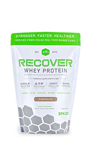 RECOVER Whey Protein Powder (Chocolate) by SFH | Best Tasting 100% Grass Fed Whey for Post Workout | All Natural | 100% Non-GMO, No Artificials, Soy Free, Gluten Free | 837g / 27 servings