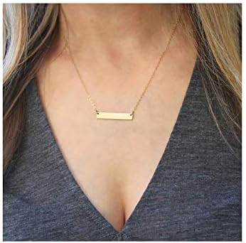 Dainty Gold Bar Necklace,Simple Geometric Vertical Balance Bar Floating Pendant Necklace for Women