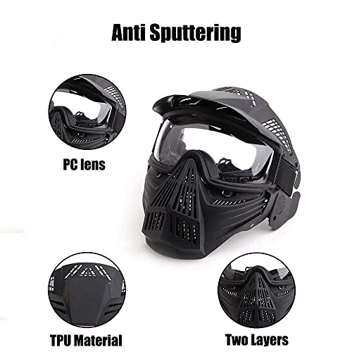 NINAT Airsoft Mask Tactical Masks Full Face with Clearlens Lens Goggles