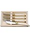 Jean Dubost Laguiole 4-Piece Spreader Set, Ivory Handles - Rust-Resistant Stainless Steel - Includes Wooden Tray - Made in France