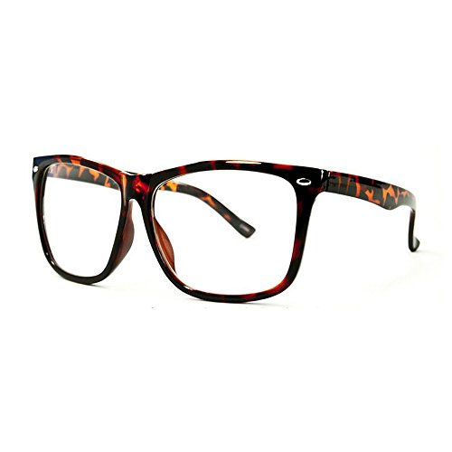 MODANERD Geek 50s Style Oversize Trendy Frame Unisex Clear Lens Eye Glasses TORTOISE