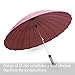Becko Manual Open & Close Umbrella Long Umbrella with 24 Ribs, Durable and Strong Enough for The Wind and Rain, Easy to Carry on Your Back by Its Own Bag (Red)