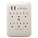 Aduro Power Surge Protector 6 Outlets and 2 USB Ports 2.4A Output Multi Outlet Cell Phone Charging and AC Station (White)