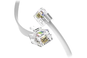 (2 Pack) 12 Inches Short Telephone Cable Rj11 Male To Male Phone Line Cord (1 Foot, White)