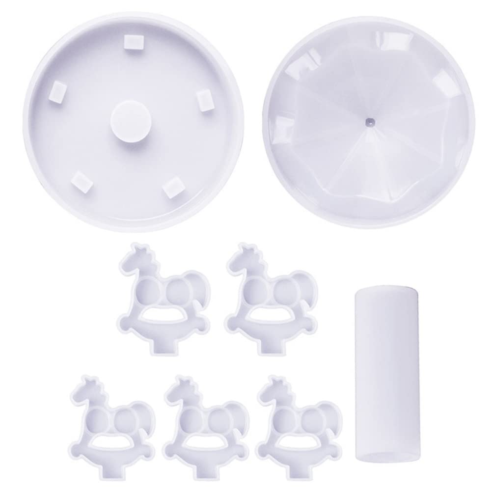 EXCEART DIY Silicone Merry-Go-Round Mold Kit 3.3 Inch Durable Flexible Carousel Resin Casting Mold for Craft Home Decoration