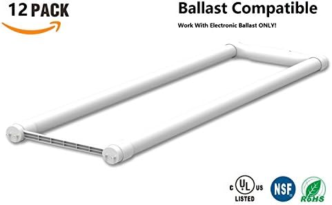 12-Pack Ballast Compatible U Bent LED Tube, 17W 2200lm(40W or Higher Equivalent), 5000K(Daylight), Work With Electronic Ballast, Frosted, UL-Listed(12, 17W 5000K)