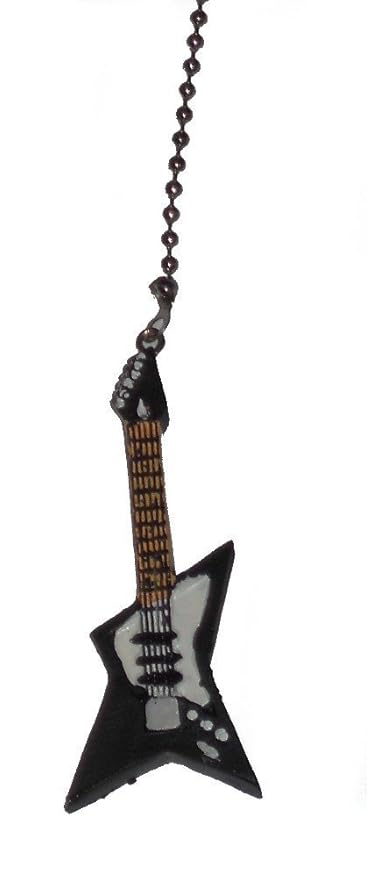 Black Star Shaped Electric Guitar Ceiling Fan Pull Light Chain