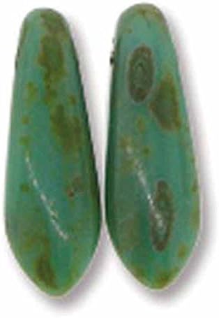 Jade Picasso 50 Czech Glass Dagger Drop Beads 3x11mm