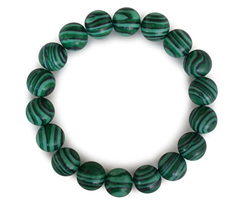 Vifaleno Malachite bracelet, round, stripe, 12mm