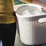 Addis Faux Rattan Hipster Laundry Basket 40 Litre Calico Cream view 3