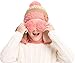 Kids Pom Pom Winter Hat and Scarf Set Warm Knit Beanie Cap and Long Scarf,Pink