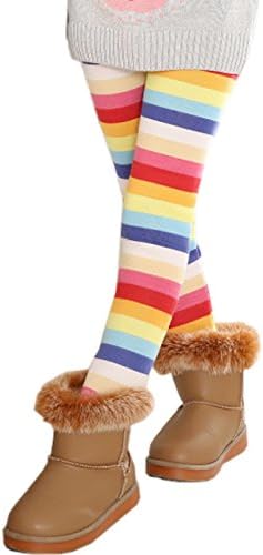 YLTkids Baby Girls Kids Winter Fleece Lined Leggings Pants Floral Trousers-Rainbow-140