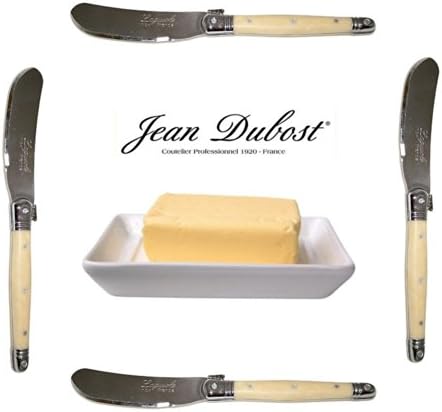 French Laguiole - HORN - 4 Butter Knives/Spreaders - (Original Genuine French Laguiole Jean Dubost - 6" - Manufactured in France - Stainless Steel Lemmet - Direct From France)