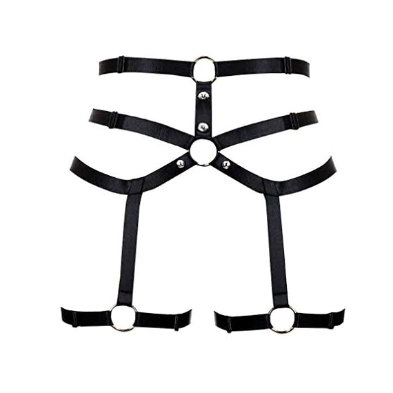 CAGBRRO-Womens-Harness-Gothic-Leg-Strappy-Lingerie-Body-Harness-Garter-Belt-Plus-Size-Elastic-Adjustable-Black