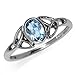 Genuine Blue Topaz 925 Sterling Silver Triquetra Celtic Knot Ring