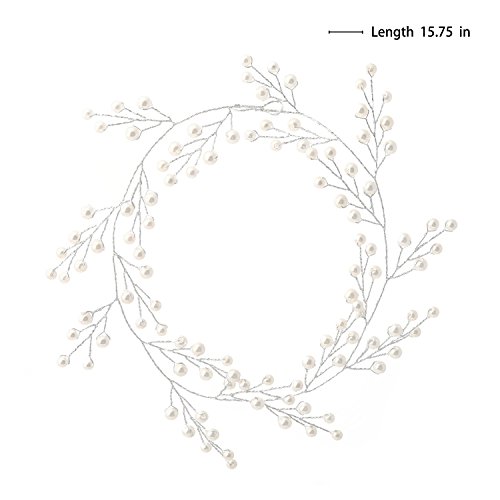Yean Wedding Silver Headband Bridal Halo Wreath Bohemian Hairpieces (40cm, 15.7inches)