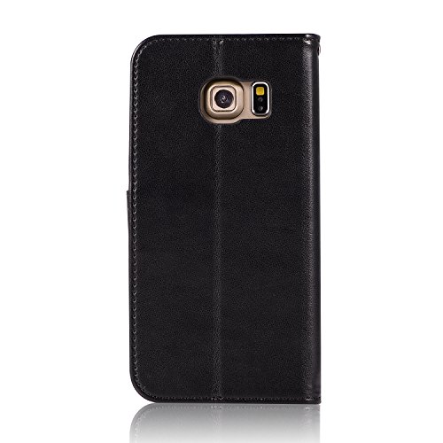 Samsung Galaxy S6 Edge Case, ARSUE Shock Absorbing 3D Handmade Soft Flip Folio [Kickstand Feature] PU Leather Wallet Owl Dreamcatcher Case with ID&Credit Card Pockets for Samsung Galaxy S6 Edge,Black