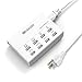 HITRENDS Charging Station 8-Port USB Charging Hub 50W/10A Multi Port USB Charger Hub for Multiple Devices (6ft Cord, White)