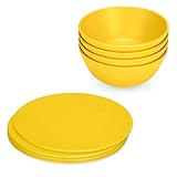 Green Eats Snack Plates & Snack Bowl Set, Yellow