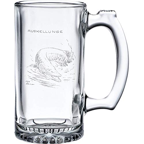 Ned Smith Freshwater Fish 12-Ounce Beer Tankard Stein Glass Assorted Set of 4