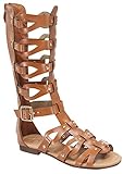 Link Atta 07K Little Girls Strappy Gladiator Comfort Flat Sandals Tan