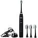 Mornwell D01B Rechargeable Electric Toothbrush with 2 Mins Timer, 4 Brushing Modes for Sensitive Teeth Cleaning & Gum Massaging, Two Weeks Working, Black