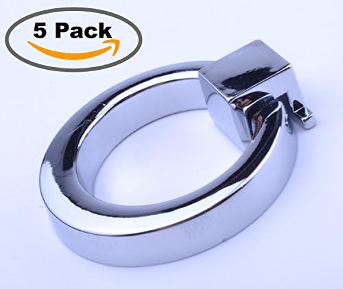 5 Pack Handle Drawer Pull Ring Cabinet Door Knobs Modern-style Kitchen Cabinet Door Pulls Cabinet Drawer Pulls Polished Chrome Ring Pulls and Handles Chrome-finish