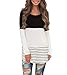 Hount Womens Back Lace Color Block Tunic Tops Long Sleeve T-Shirts Blouses with Striped Hem (XX-Large, Black)