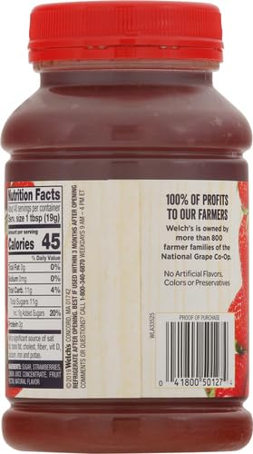 WELCH’S NATURAL STRAWBERRY SPREAD, 27 OZ