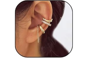 YOOESTORES82 Ear Cuff Earrings for Women Non Piercing Earring Cuff,Cubic Zirconia Trendy Ear Cuffs Earrings Hypoallergenic Gold Rhinestone Ear Clip Earrings for Women