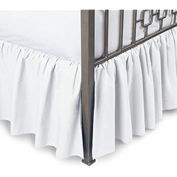 Ruffled Bed Skirt with Split Corners Three Side Coverage, Easy fit, Made Brushed Microfiber Twin 18 inches - White