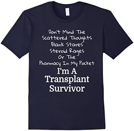 Mens Lung Kidney Heart Transplant Survivor Blank Stares T-Shirt XL Navy