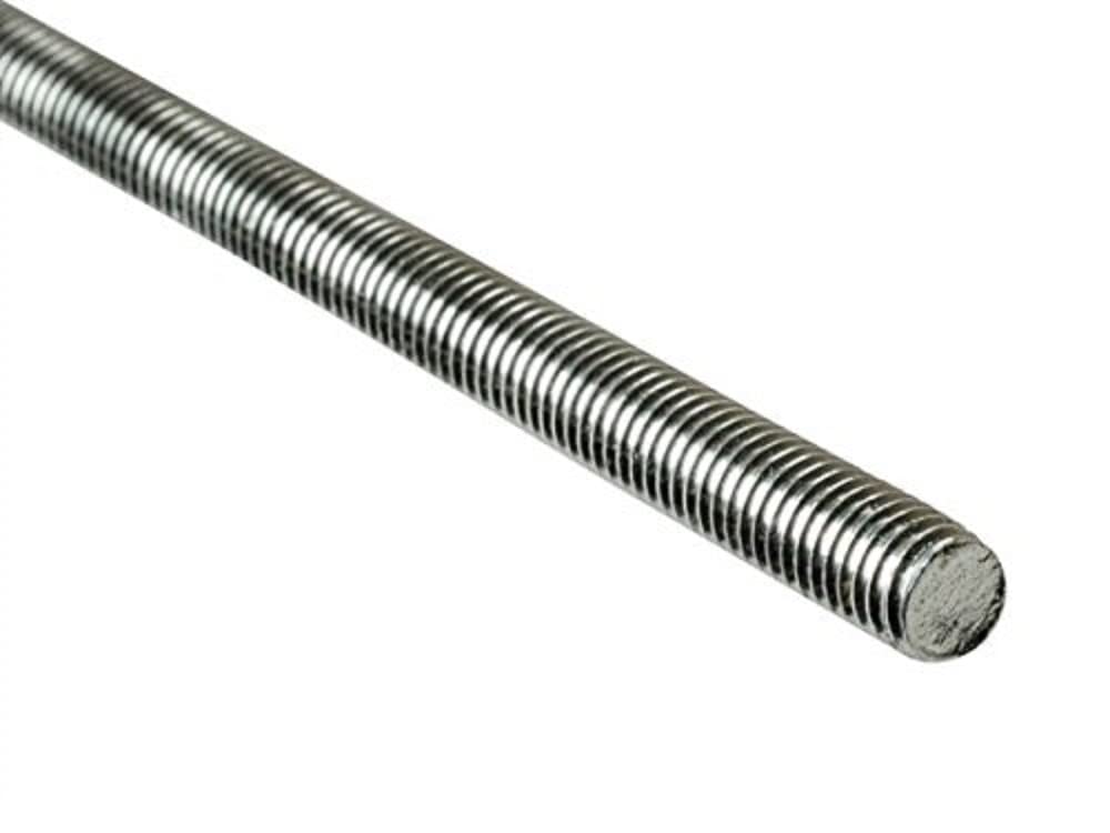 Merriway BH03015 (2 Pcs) Steel Studding Threaded Bar Rod, M6 x 0.3M (1/4 inch x 12 inch) Zinc Plated - Pack of 2 Pieces