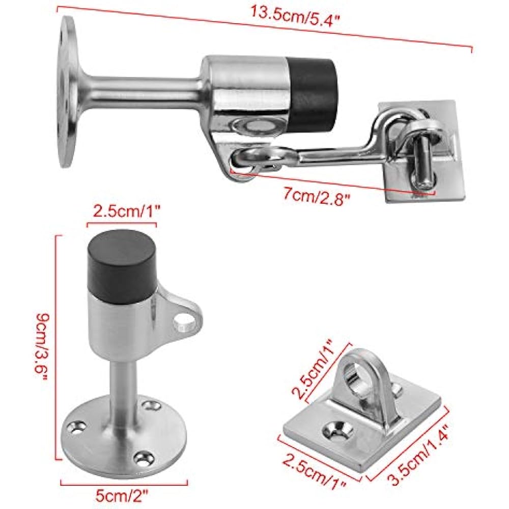 Modern Door Stopper With Hook, Stainless Steel Sound
