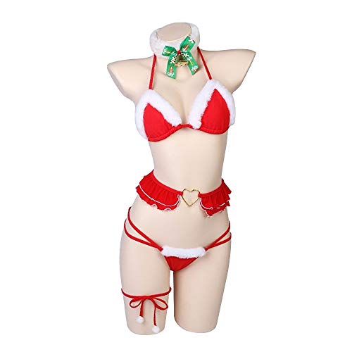 YOMORIO Sexy Christmas Santa Lingerie Lolita Anime Cosplay Bikini Red Xmas Babydoll Holiday Nightwear (#1)