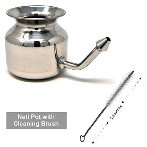 WC_304 Grade Stainless Steel Ayurvedic Jal Neti Pot for Sinus Congestion and Nasal Cleansing Non-Corrosive Unbreakable… - Image 2