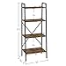 IRONCK Industrial Bookshelf, 4-Tier Ladder Shelf, Storage Shelves Rack Shelf Unit, Wood Look Accent Furniture Metal Frame, Vintage Home Office Furniture for Bathroom, Living Room