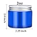 12 pack 2oz Empty Blue Glass Round Jars bottles,Cosmetics bottles,with White Inner Liners and Sliver Lids.Glass Jars Prefect for Cosmetics and Face cream Lotion.
