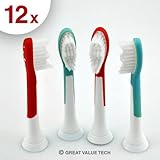 Set of 12 Replacement Toothbrush Heads for Philips Sonicare Kid's Standard Size Toothbrush