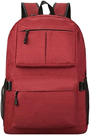 INSFIRE Unisex Casual Canvas Backpack with USB Charging Port 14 inch Teenage Waterproof Student Travel Rucksack School laptop Backpack (RED)