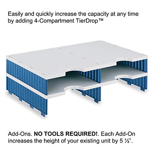 Ultimate Office TierDrop Literature Organizer/Forms Mailroom Classroom Sorter, 10-Compartments with Optional Add-On Tiers for Easy Expansion, Gray w/Blue - Thumbnail 3