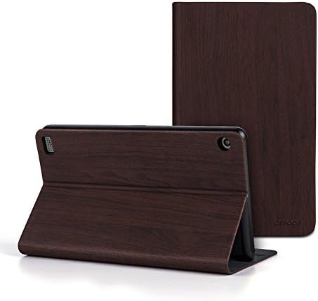 Fire 7 2017 Case, CATOOP Slim Leather Stand Folio Case with Auto Sleep/Wake and Light Weight [Anti Slip] for All-New Amazon Fire 7 Tablet 7th Generation 2017 Release Only, Wood Grain