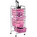 VonHaus 8 Drawer Pink Rolling Cart Organizer Utility Cart for Home, Office and Beauty Storage