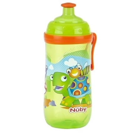 Nuby Sipeez Trinkbecher für Kleinkinder, 360 ml, ab 18 Monaten, BPA-frei, Design: grüne Schildkröte