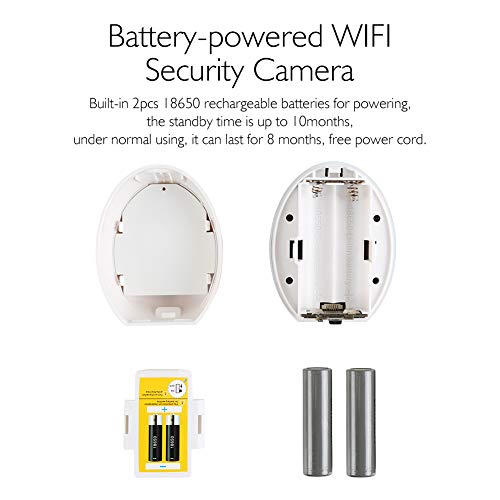 WiFi Camera, AKASO HD 100% Wire-Free 720P Rechargeable Surveillance Batteries Powered for Home Security with PIR Motion Detect, Two-Way Audio,Micro SD Card Storage,Night Vision,Phone View (Hawkeye 1) - Thumbnail 3
