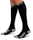 SB SOX Graduated Compression Socks for Men & Women - PREMIUM Design Ideal for Everyday Use, Running, Pregnancy, Flight & Travel, Nursing. (Black/Gray, Small)