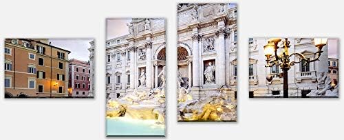 wandmotiv24 Canvas picture multi-part Trevi Fountain, Rome M1024 Variant 4-100 x 45cm