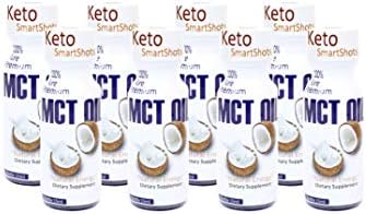 MCT Oil Keto Fuel Shots Blue Bottles Natural Coconut Ketone Energy C8 Caprylic Acid C10 Medium Triglycerides for Ketosis Butter Coffee Shakes Vegan Dressings Smart Smart Brain Oils (8-Pack MCT Oil)