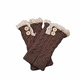 Sunward Women's Crochet Knitted Lace Trim Toppers Leg Warmers Socks Boot Cuffs (Coffee)