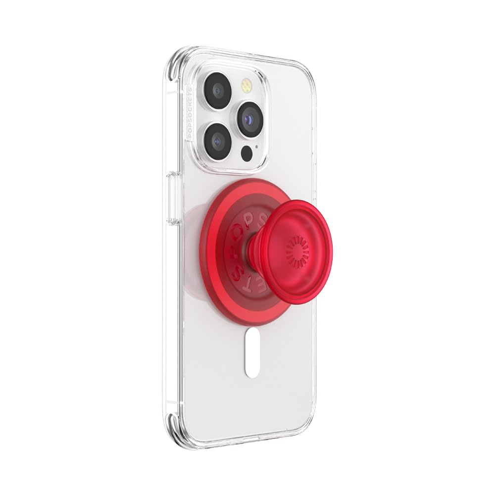 PopSockets Phone Grip for MagSafe with Kickstand, Magnetic Stand, Swappable Top, Secure Hold for iPhone MagSafe Cases, Phone & Tablet Grip - Blanchette Red